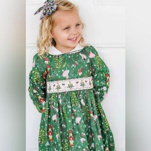 Bonnie Jean Toddler Girls Nutcracker Smocked Peter Pan Collar Dress 6